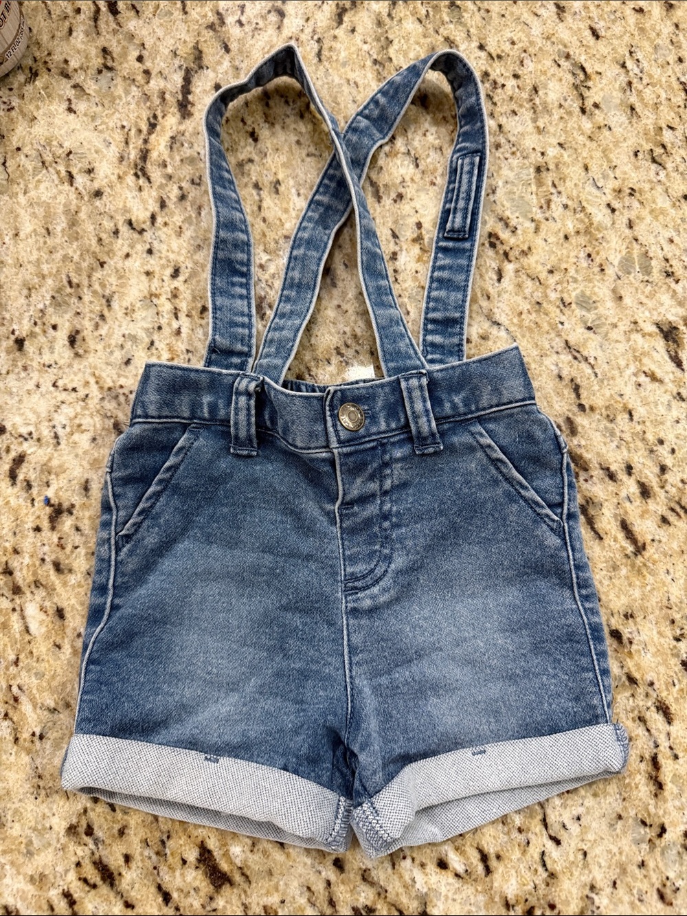 Cat & Jack Denim Suspender Shorts - Blue Wash